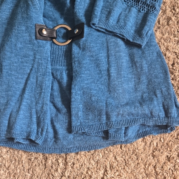 Soft Surroundings Blue Cardigan Sweater with Buckle Front Womens Medium New - Picture 4 of 6